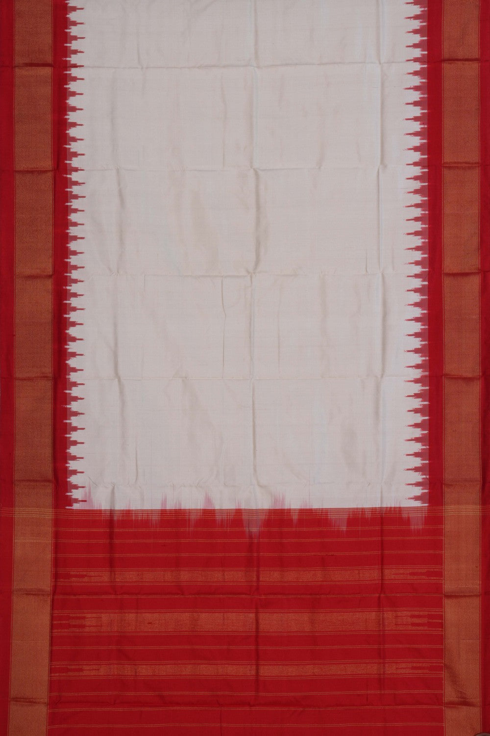 Pochampally Ikat Silk Off-White Dupatta