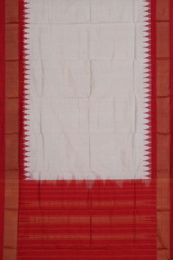 Image of Pochampally Ikat Silk Off-White Dupatta