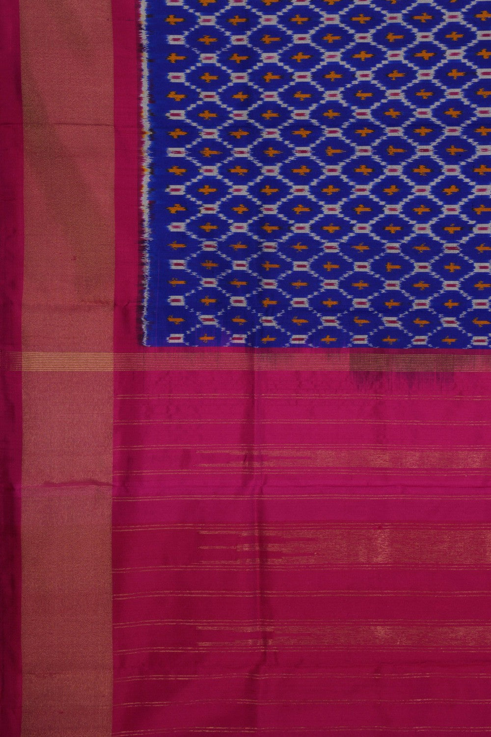 Image of Pochampally Ikat Silk Indigo Blue Dupatta