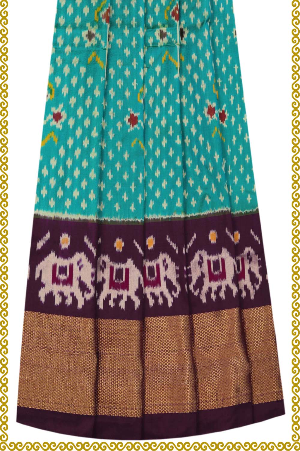 Image of Pochampally Silk Pavada Unstitched Set