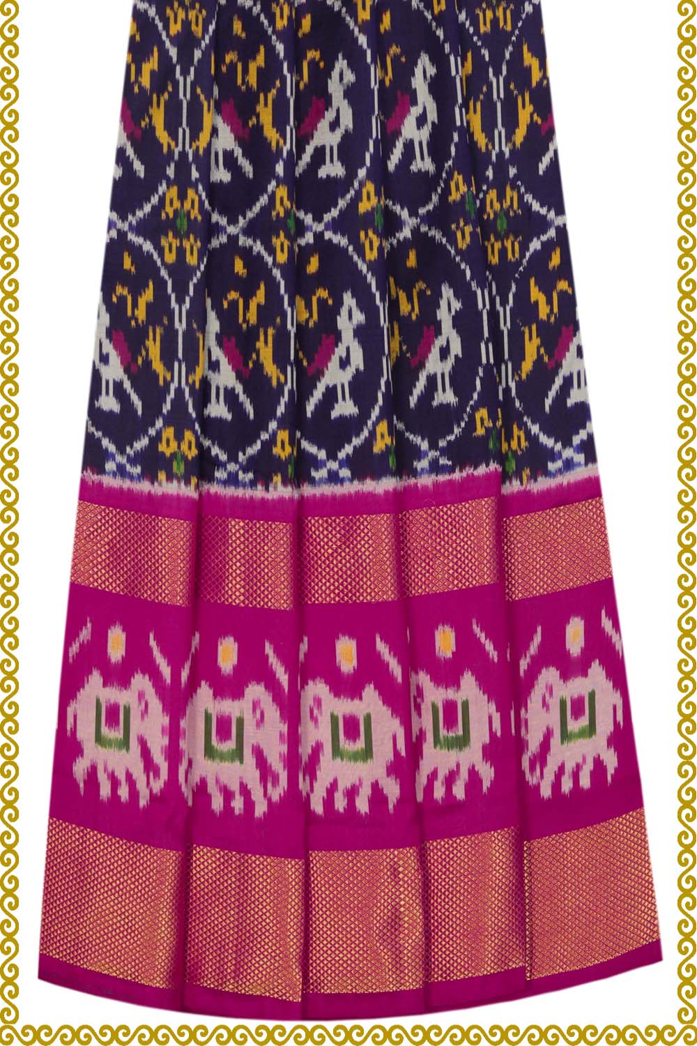 Image of Pochampally Silk Pavada Unstitched Set