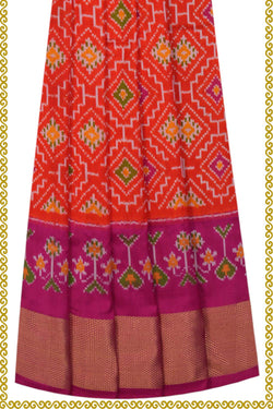 Image of Pochampally Silk Pavada Unstitched Set