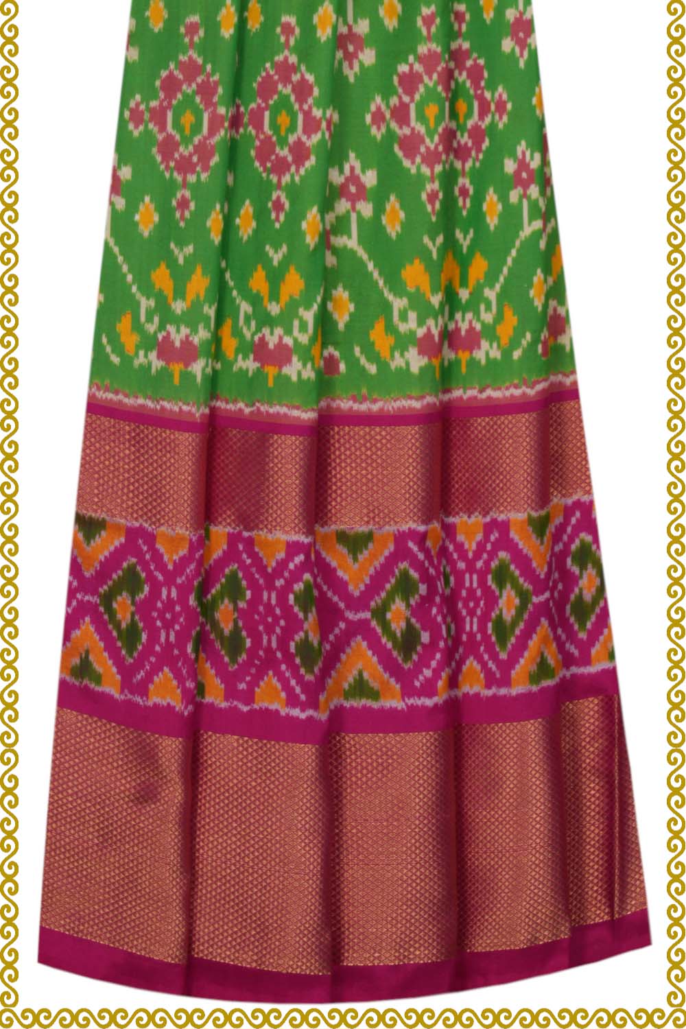Pochampally Silk Pavada Unstitched Set