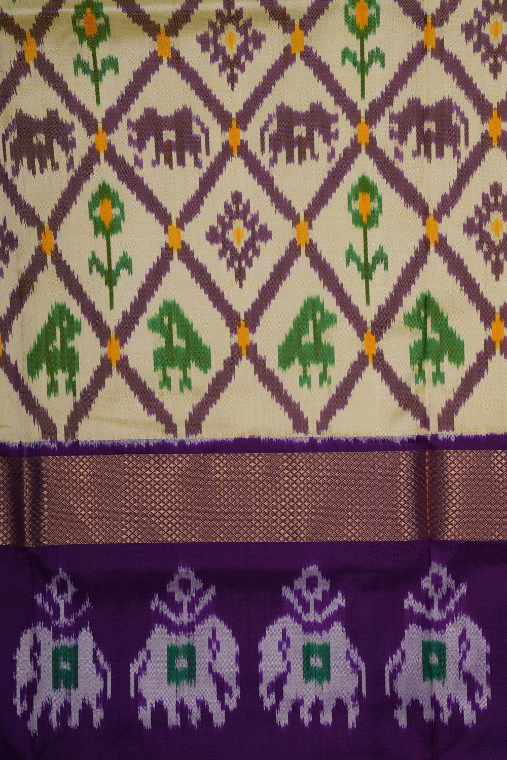 Image of Pochampally Silk Pavada Unstitched Set