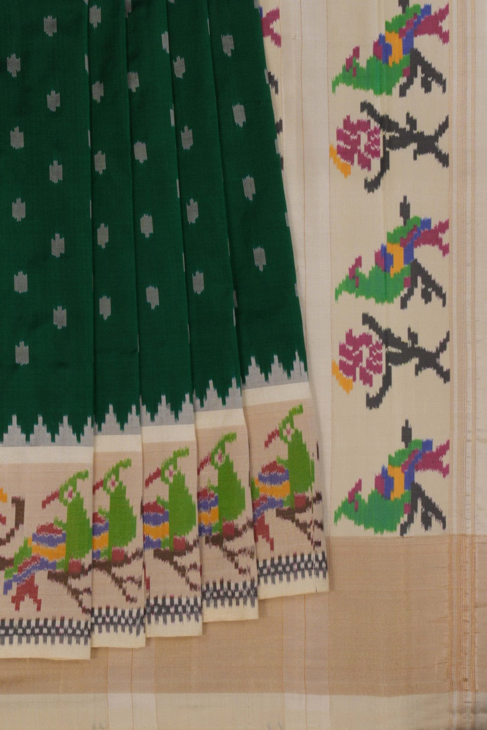 Image of Pochampally Ikat Silk Green Saree