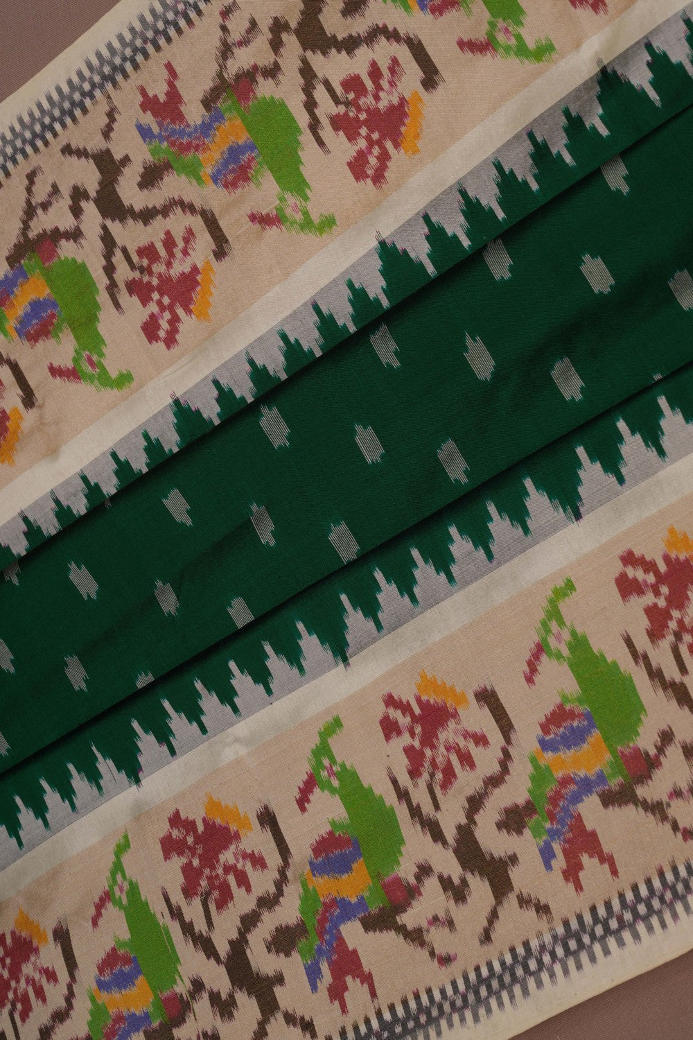 Image of Pochampally Ikat Silk Green Saree