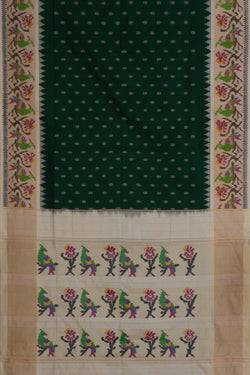 Image of Pochampally Ikat Silk Green Saree