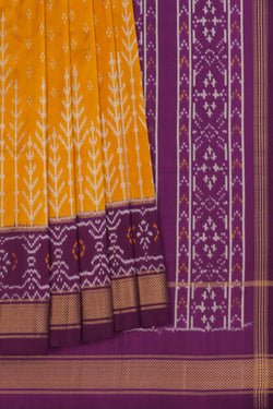 Image of Pochampally Ikat Silk Mustard Saree