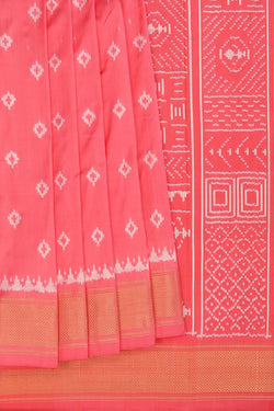 Image of Pochampally Ikat Silk Pink Saree