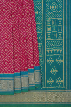 Image of Pochampally Ikat Silk Pink Saree