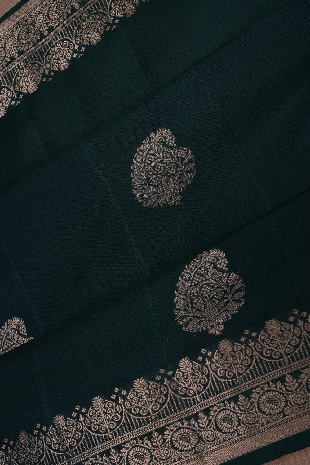 South Silk Bottle Green Saree
