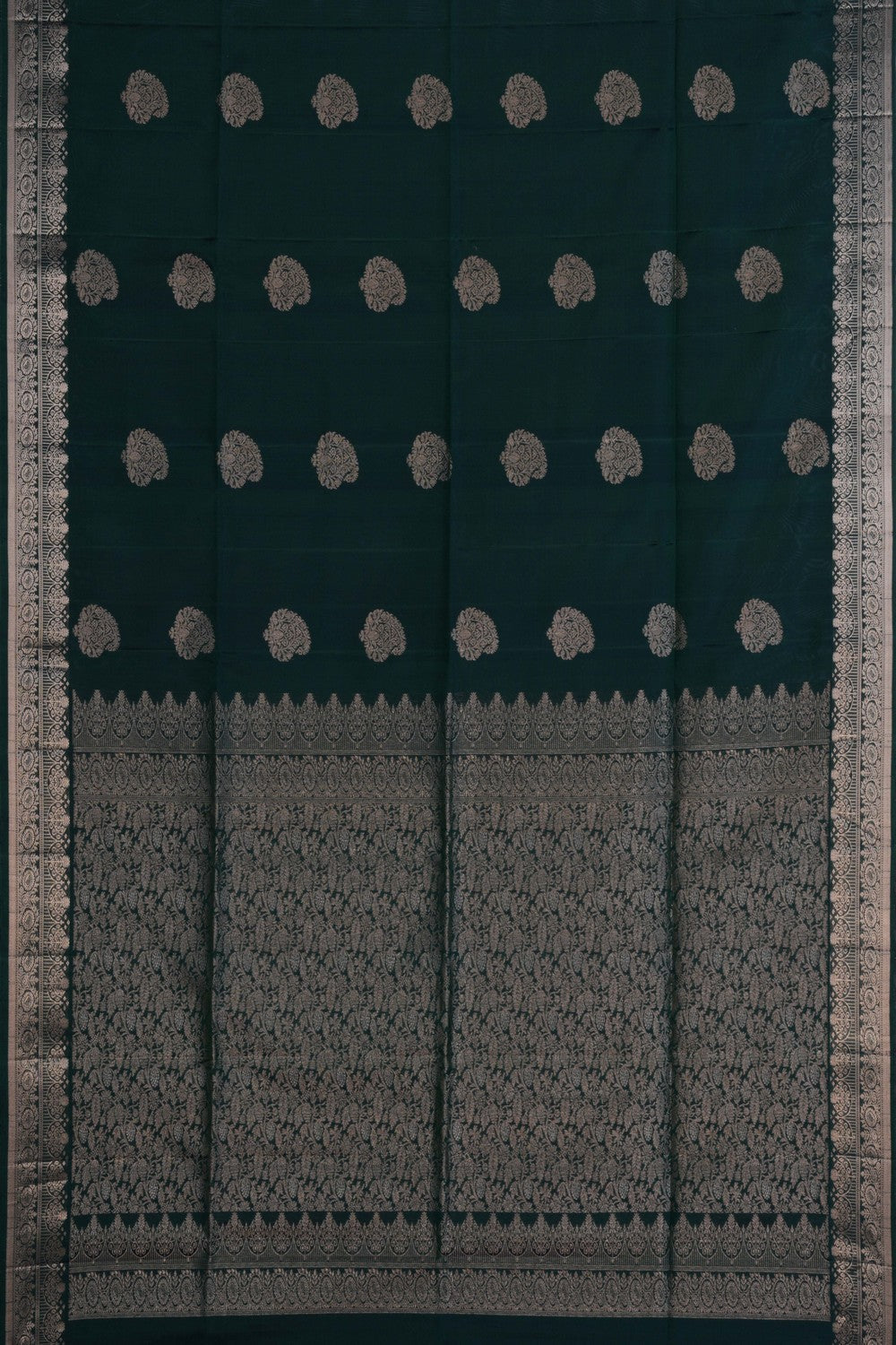 South Silk Bottle Green Saree