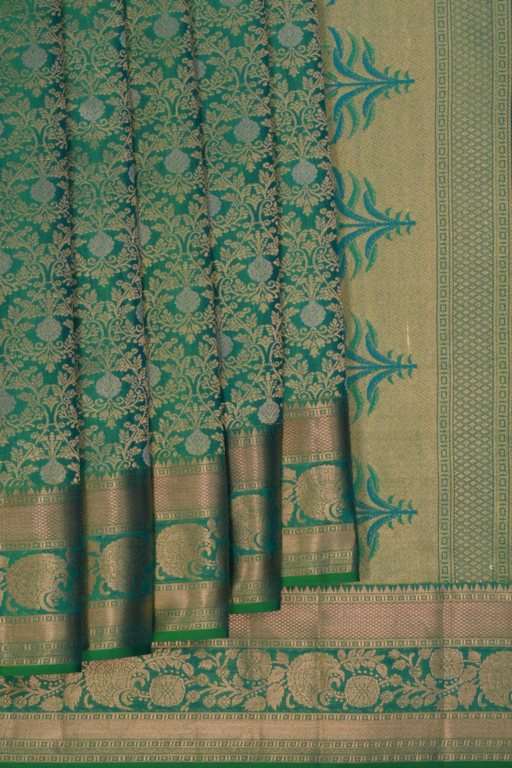 Sea Green Brocade Kanchipattu Saree