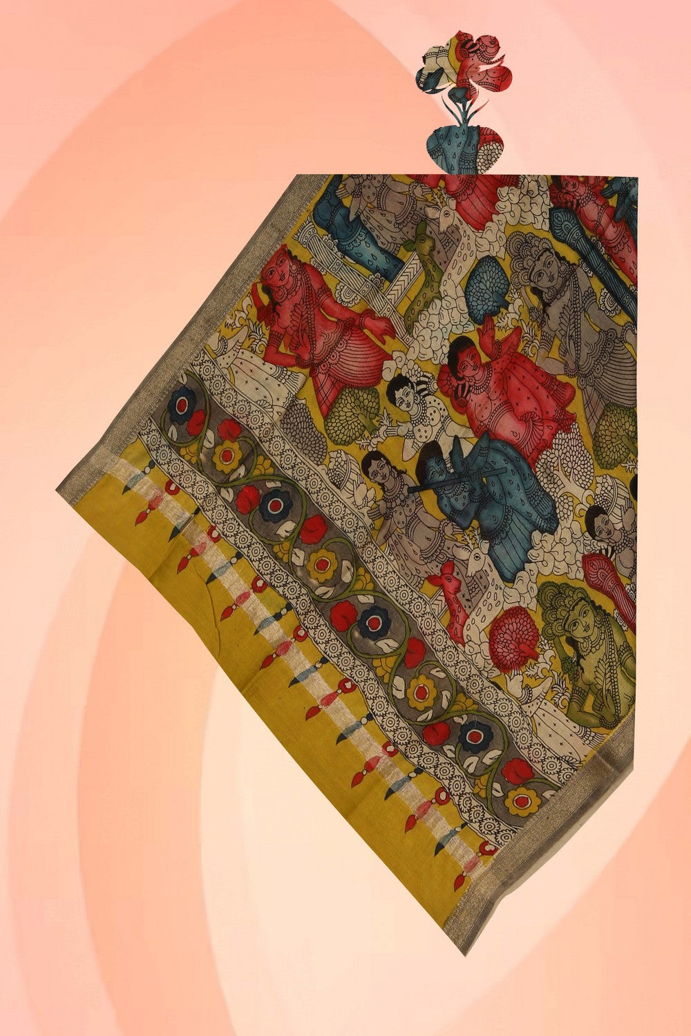 Image of Kalamkari Hand-Painted Dupatta