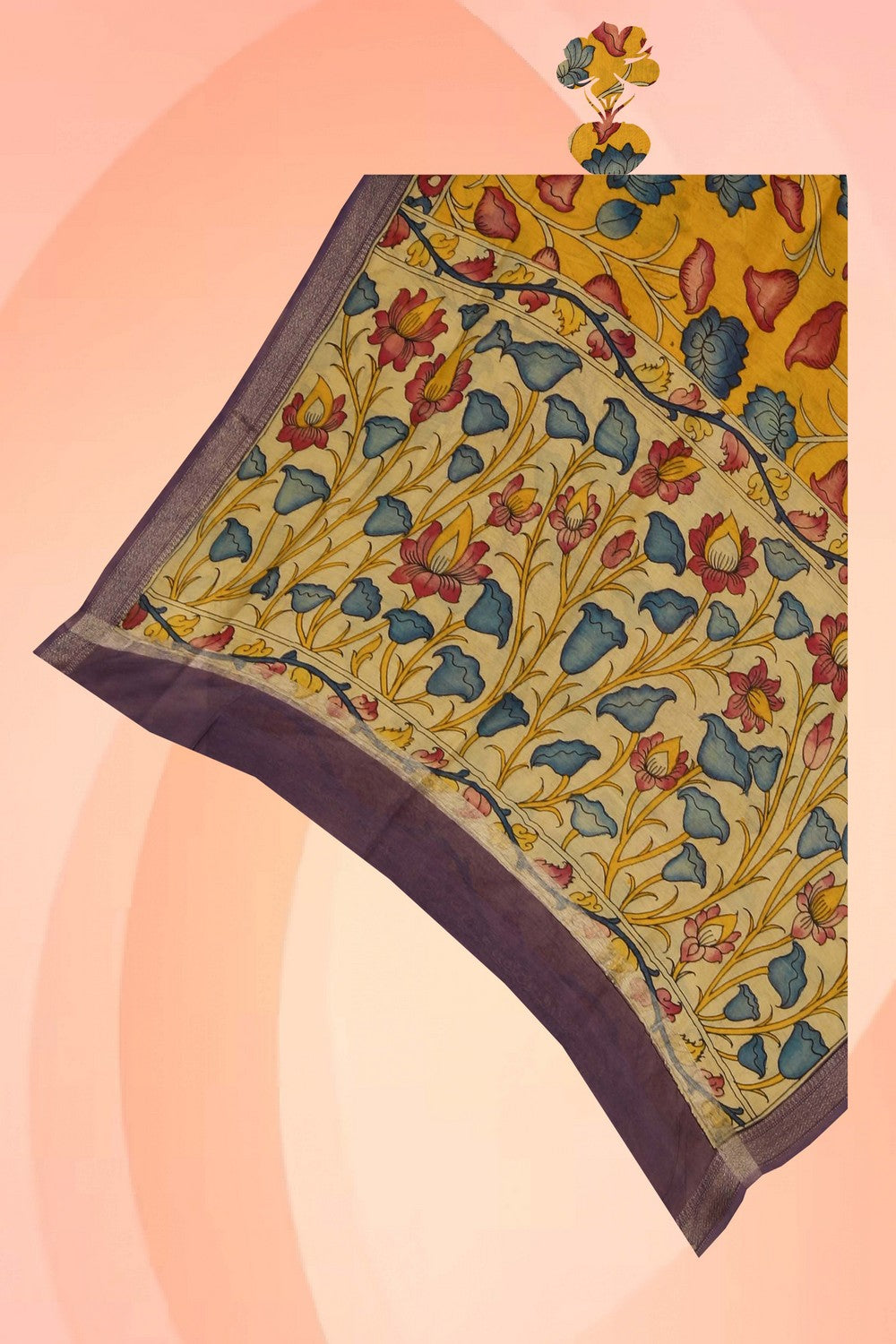 Image of Kalamkari Hand-Painted Dupatta