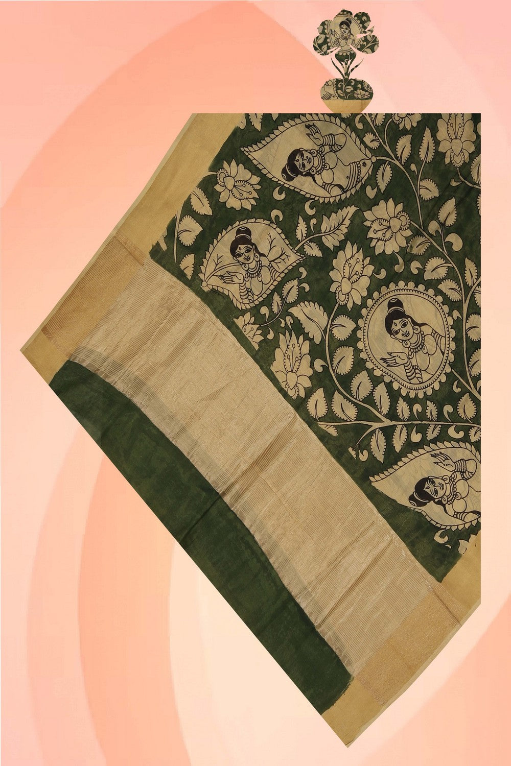 Image of Kalamkari Hand-Painted Dupatta