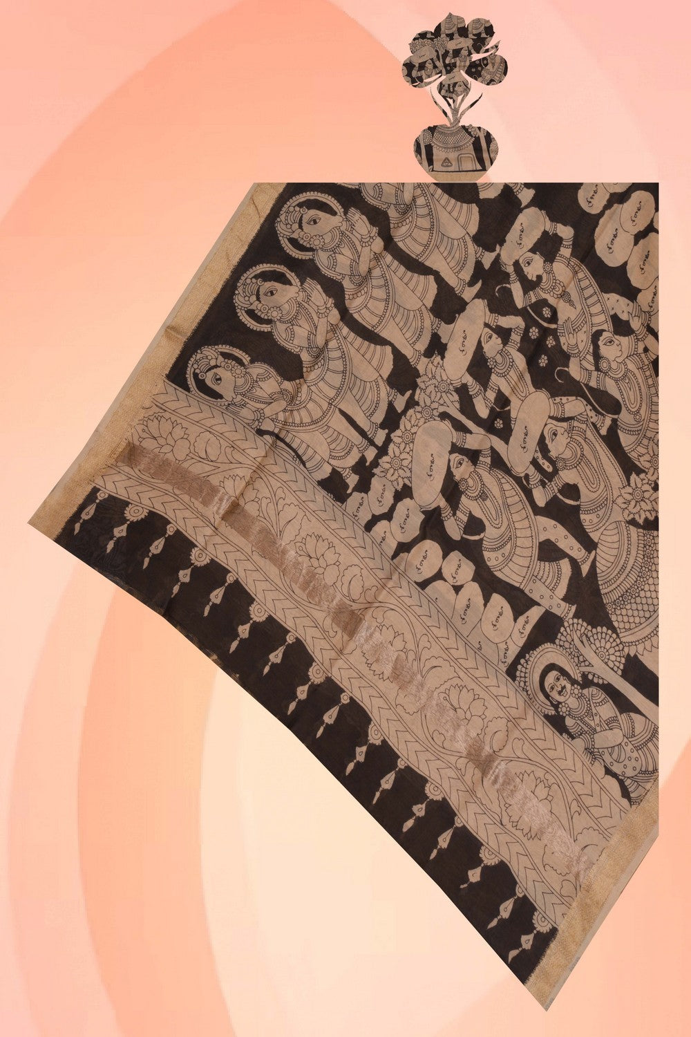 Image of Kalamkari Hand-Painted Dupatta