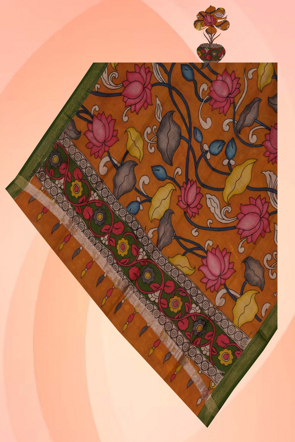 Image of Kalamkari Hand-Painted Dupatta