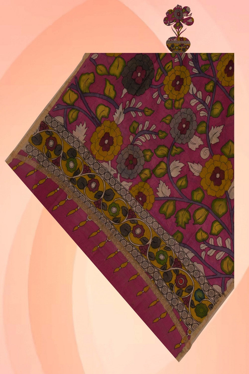Image of Kalamkari Hand-Painted Dupatta