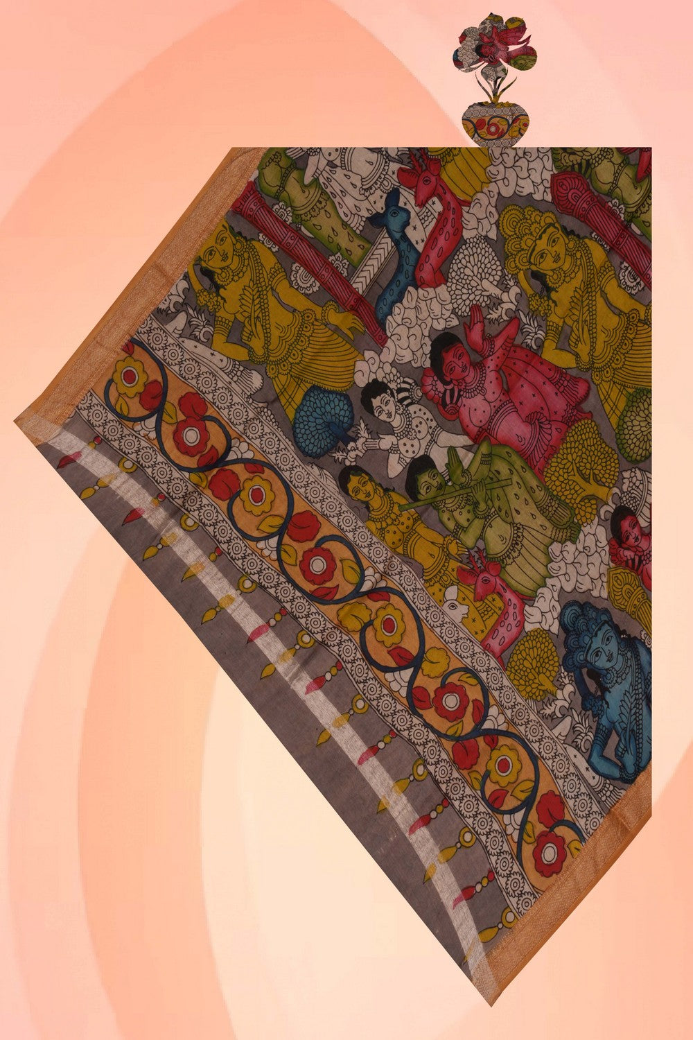 Image of Kalamkari Hand-Painted Dupatta