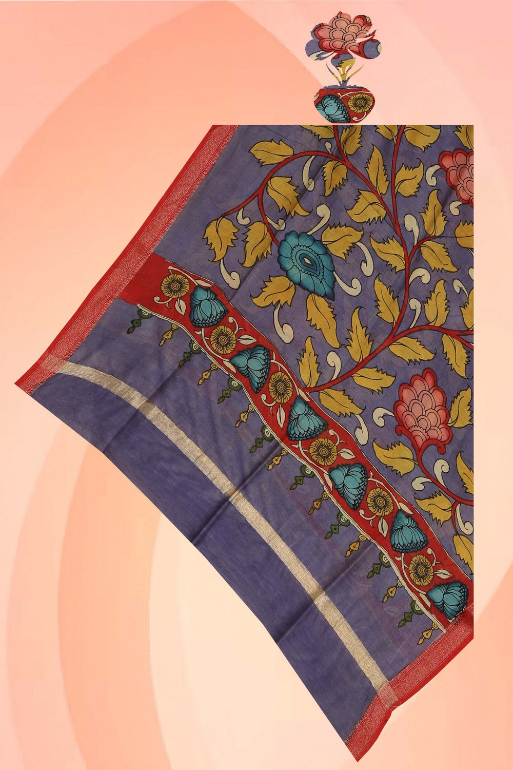 Image of Kalamkari Hand-Painted Dupatta