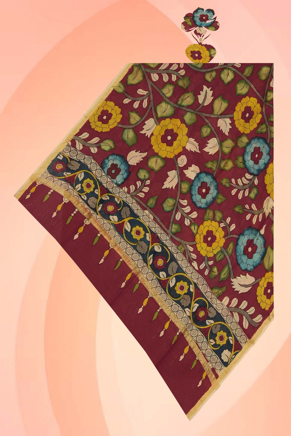 Image of Kalamkari Hand-Painted Dupatta