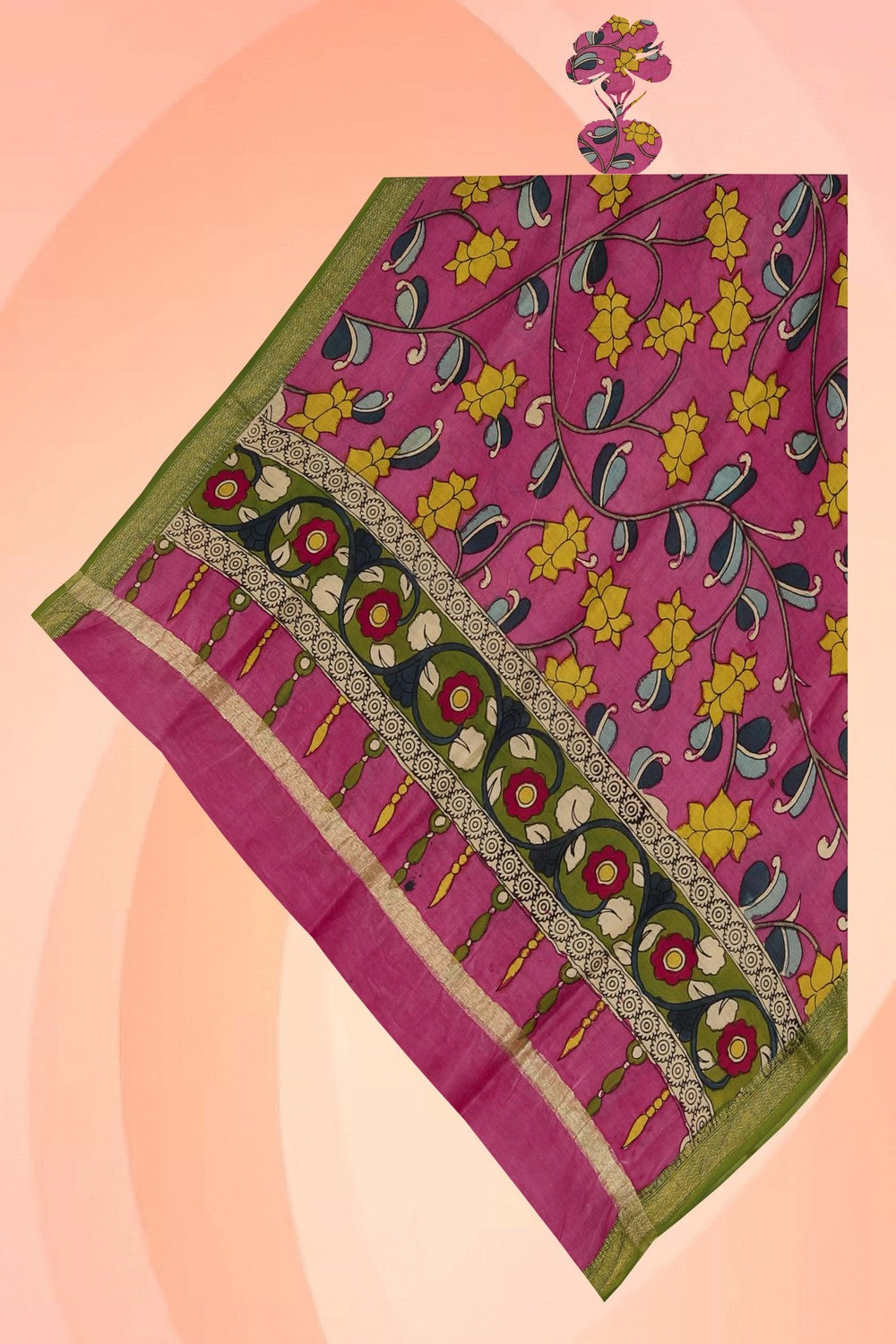 Image of Kalamkari Hand-Painted Dupatta