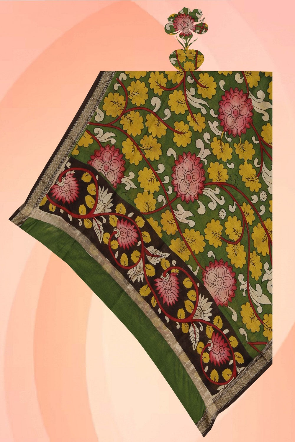 Image of Kalamkari Hand-Painted Dupatta