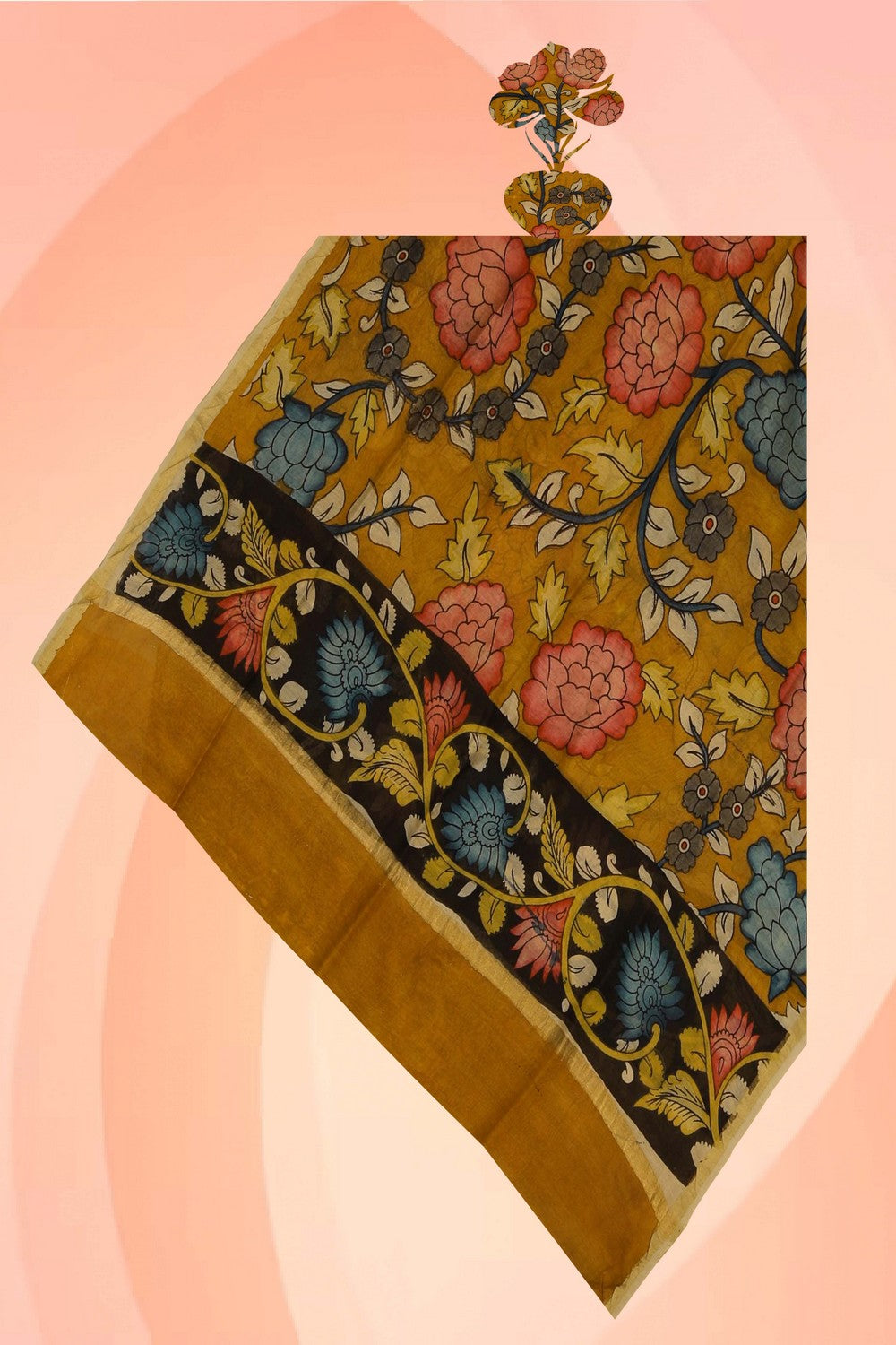 Image of Kalamkari Hand-Painted Dupatta