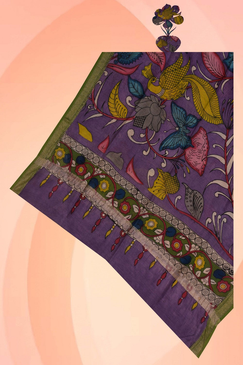 Image of Kalamkari Hand-Painted Dupatta