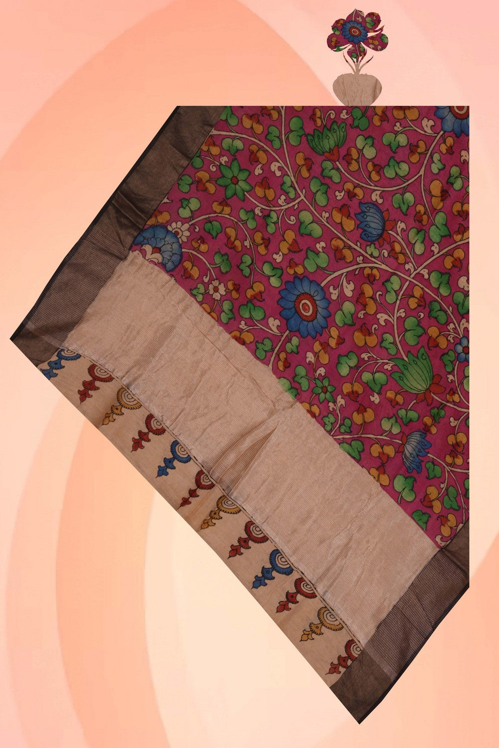 Image of Kalamkari Hand-Painted Dupatta