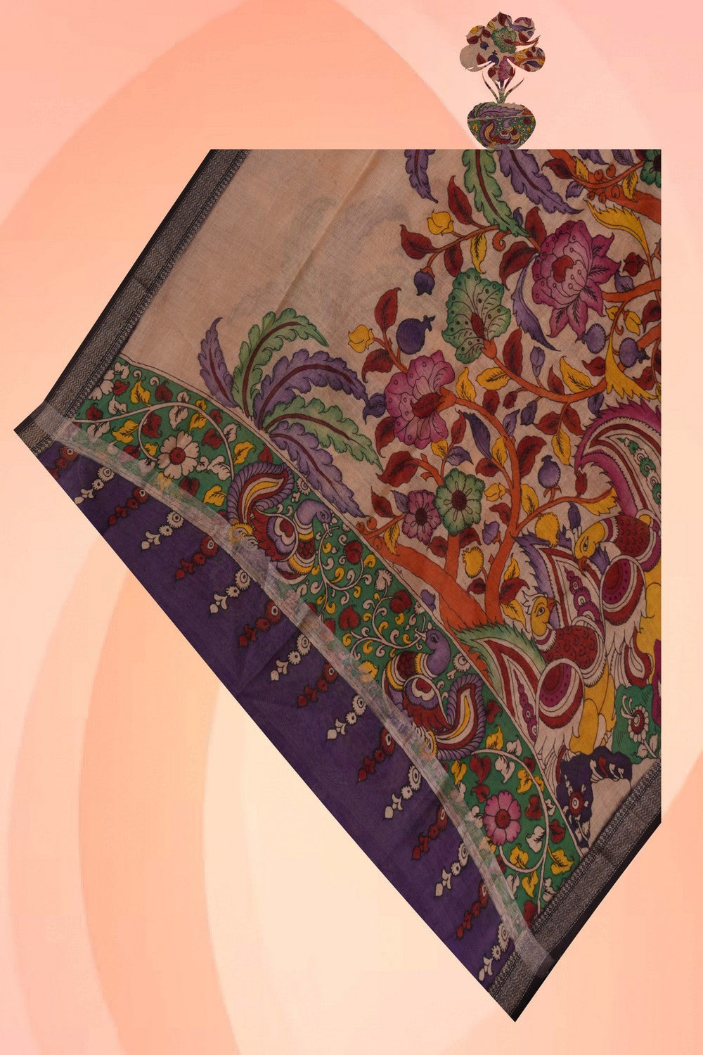 Image of Kalamkari Hand-Painted Dupatta