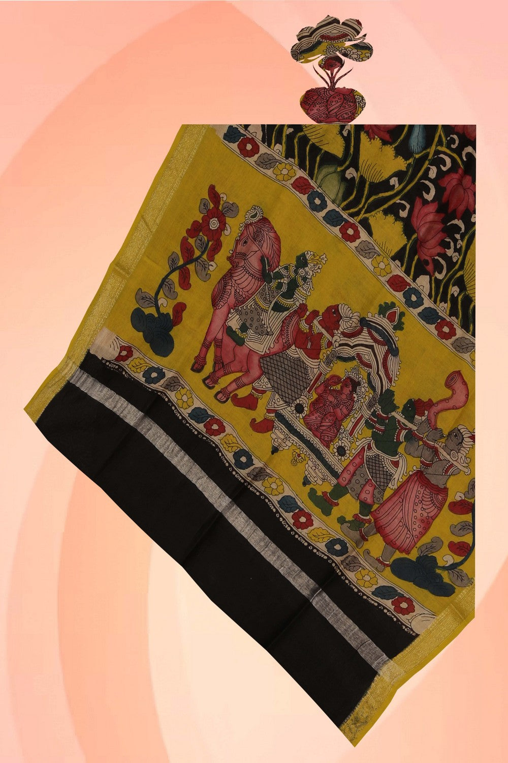 Image of Kalamkari Hand-Painted Dupatta