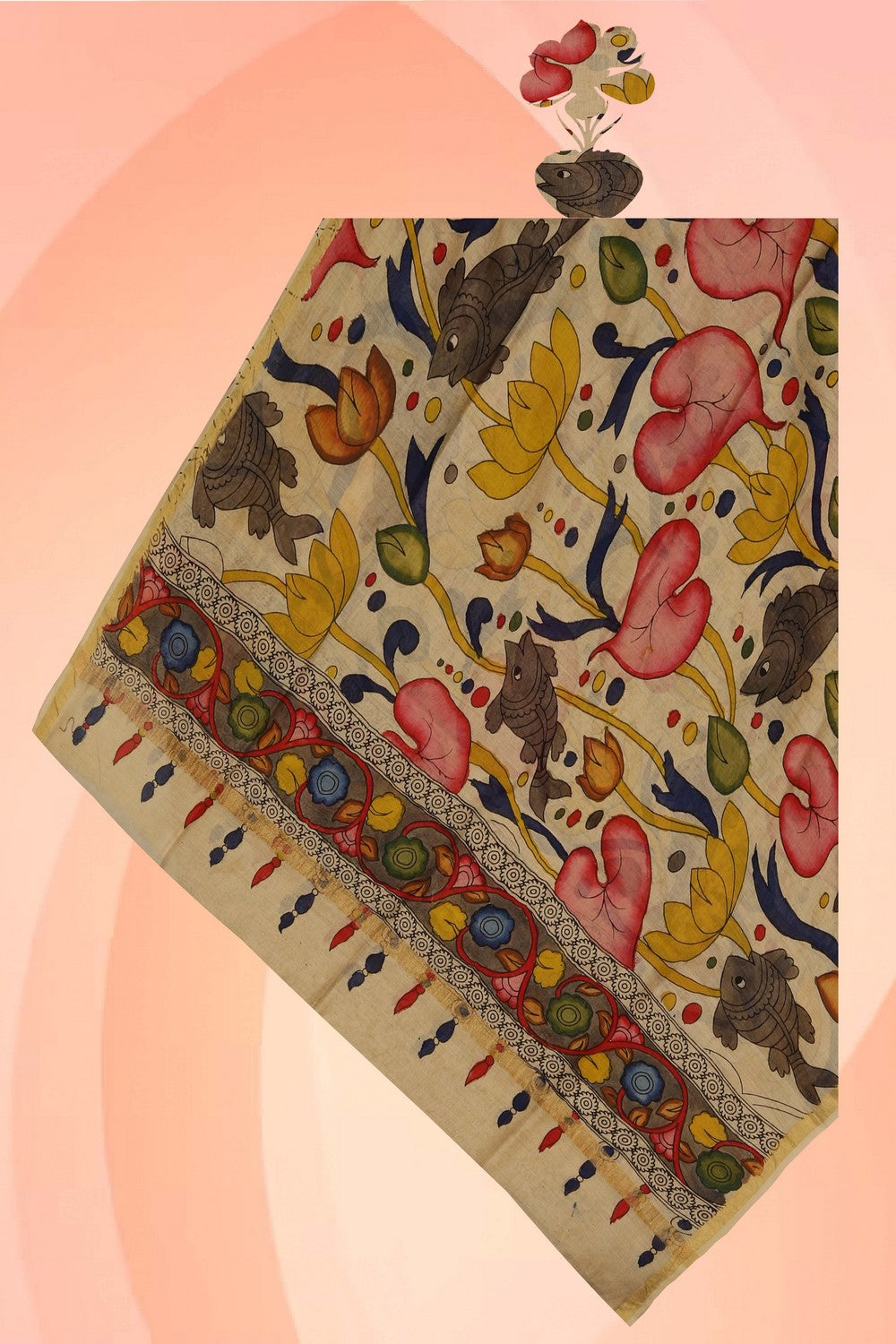 Image of Kalamkari Hand-Painted Dupatta