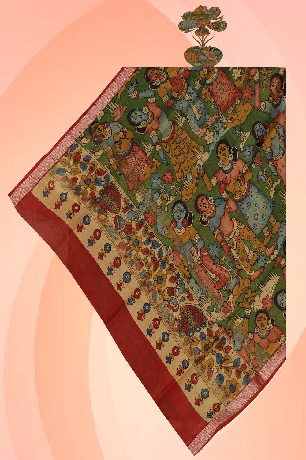 Image of Kalamkari Hand-Painted Dupatta