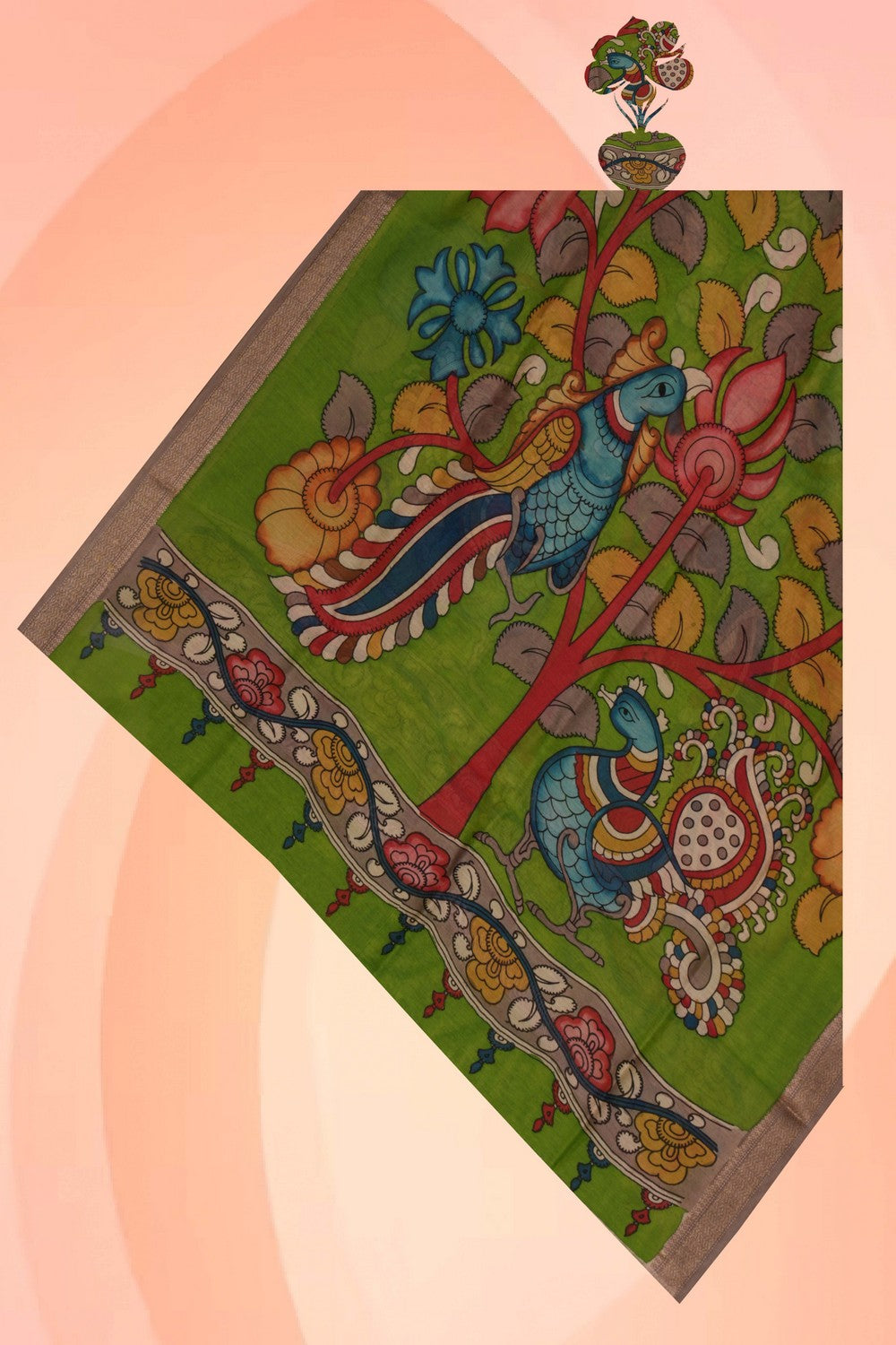 Image of Kalamkari Hand-Painted Dupatta