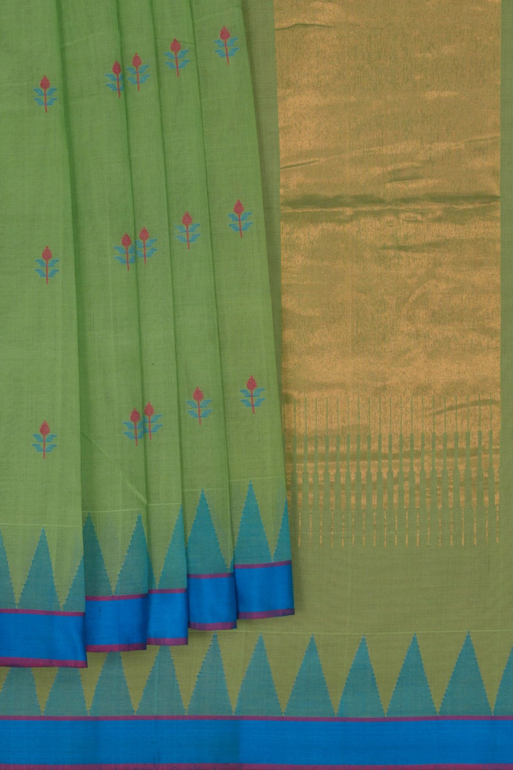 Image of South Cotton Mint Green Saree