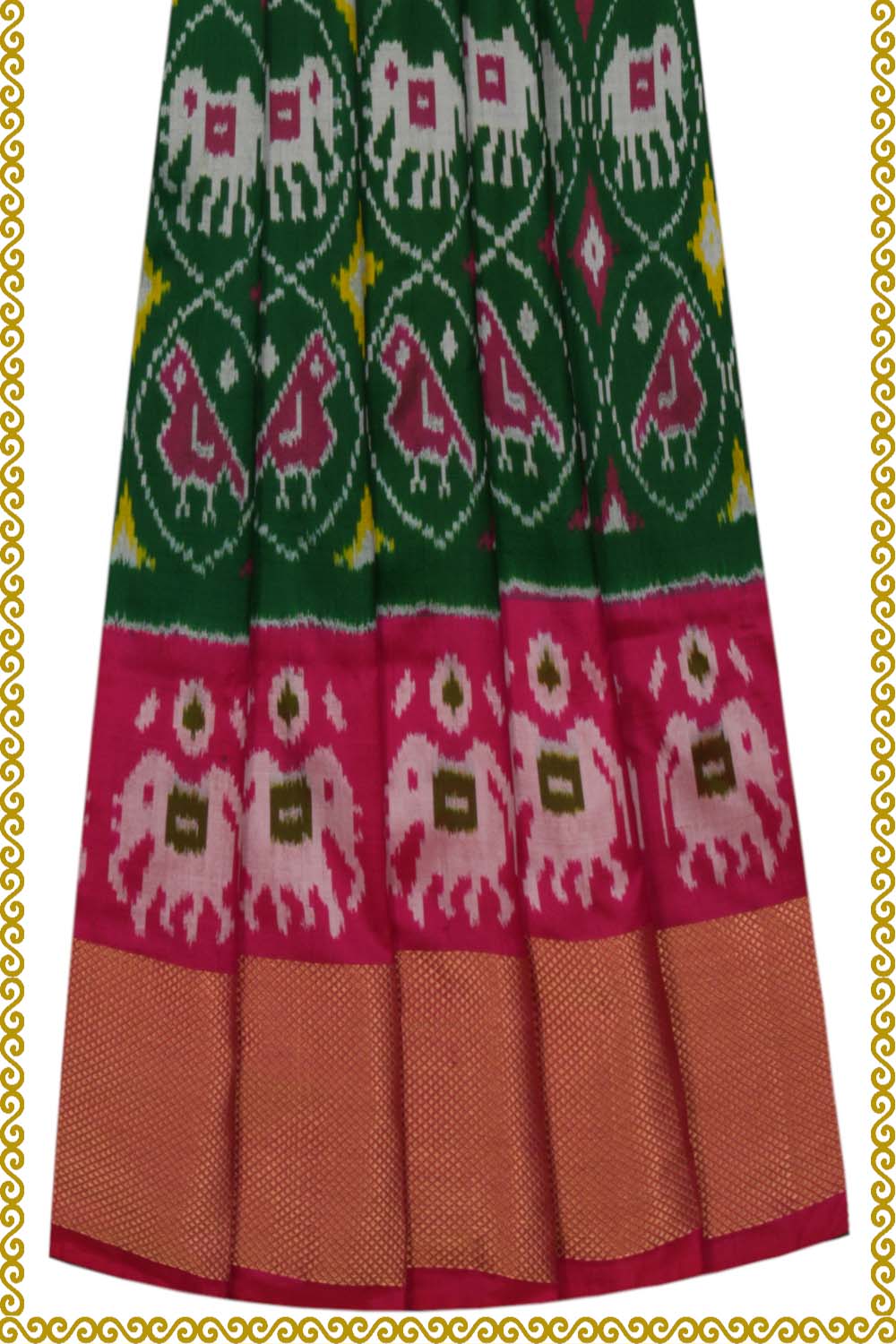 Image of Pochampally Silk Pavada Unstitched Set