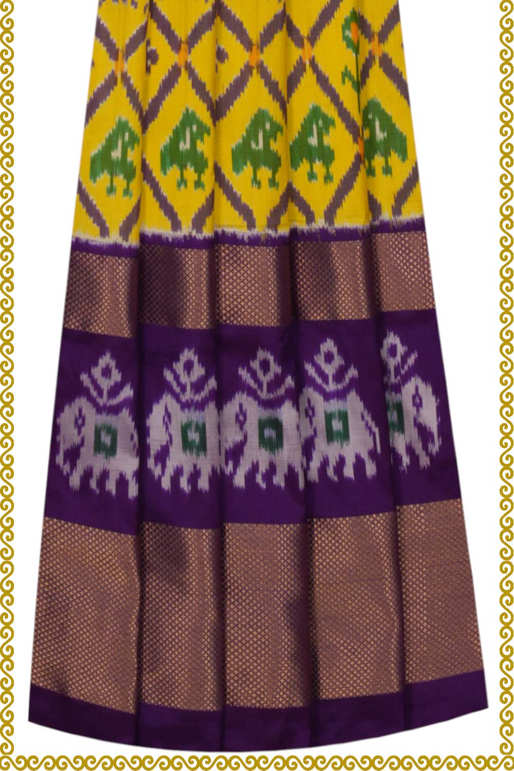 Image of Pochampally Silk Pavada Unstitched Set