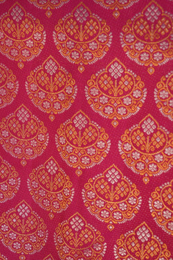Image of Pink Brocade Chandbali Floral Kanchipattu saree