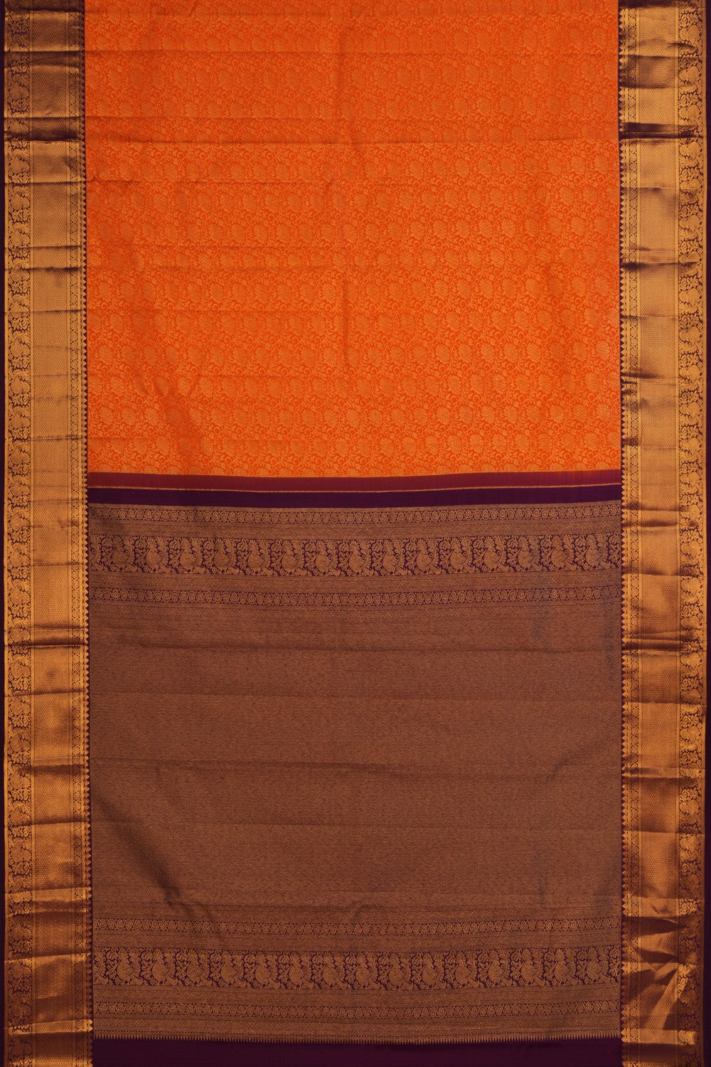 Image of Kanchipattu Orange Brocade A Rich, Luminous Sheen Saree