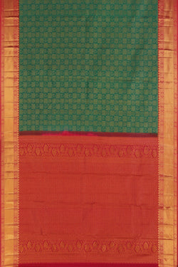 Image of Kanchipattu Teal Green Brocade Luminous Sheen Saree