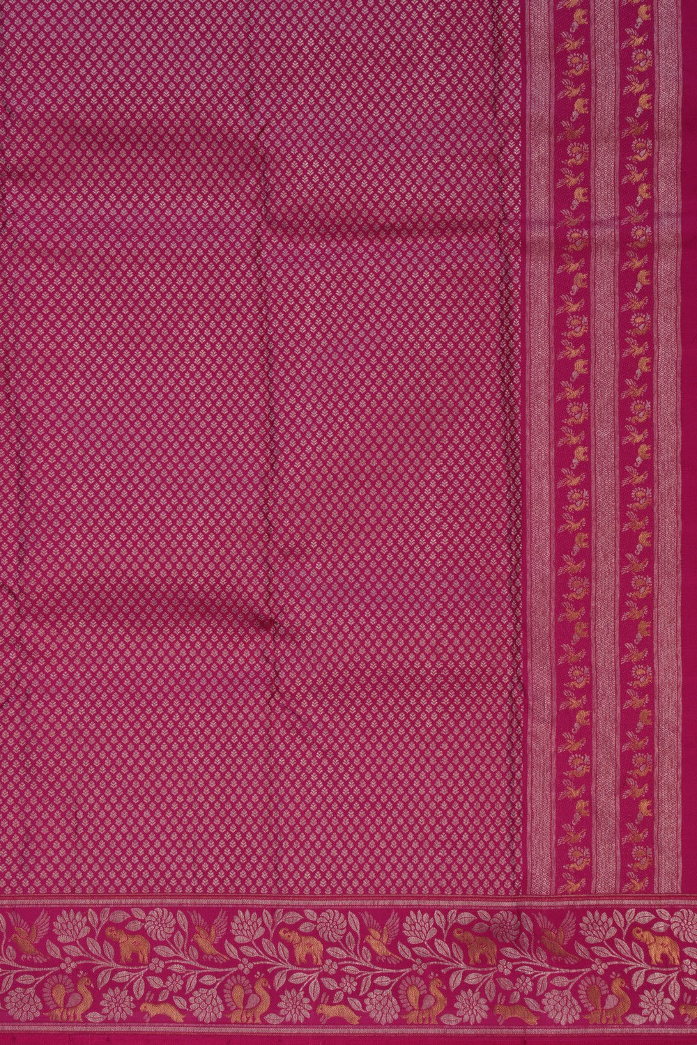 Image of Bird Perched Brocade Pink Kanchipattu Saree