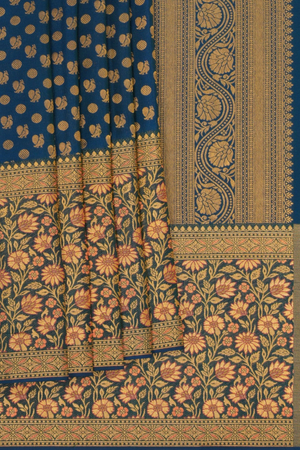 Peacock Blue Brocade Kanchipattu Saree