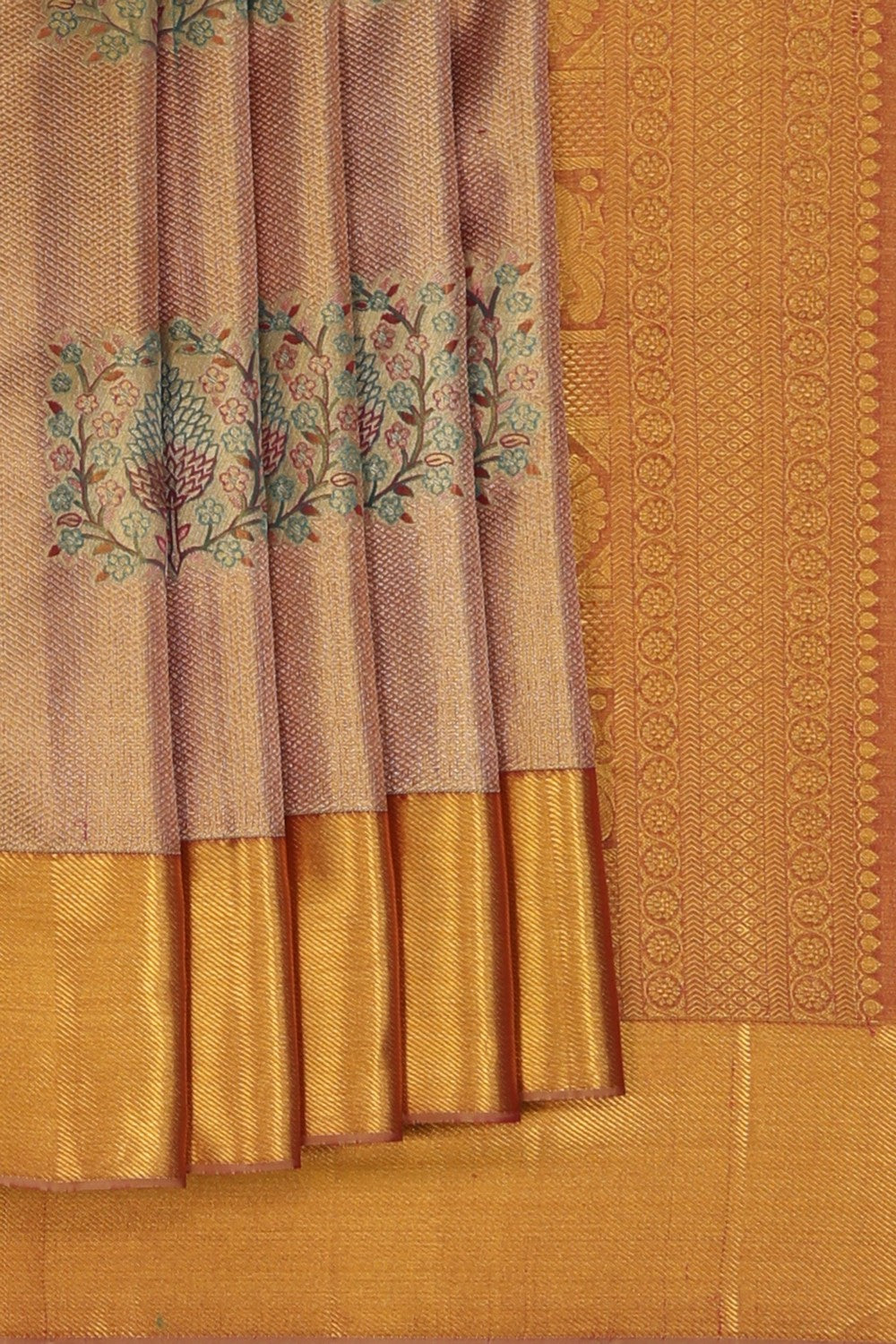 Image of Kanchipattu Gold Tissue Brocade A Rich, Luminous Sheen Saree