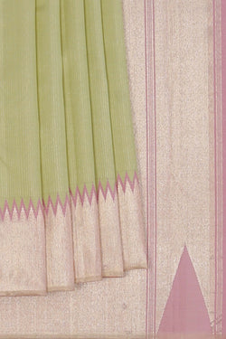 Image of Arani Silk Saree with Silver Zari Temple Border