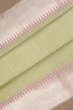 Image of Arani Silk Saree with Silver Zari Temple Border