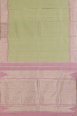 Image of Arani Silk Saree with Silver Zari Temple Border