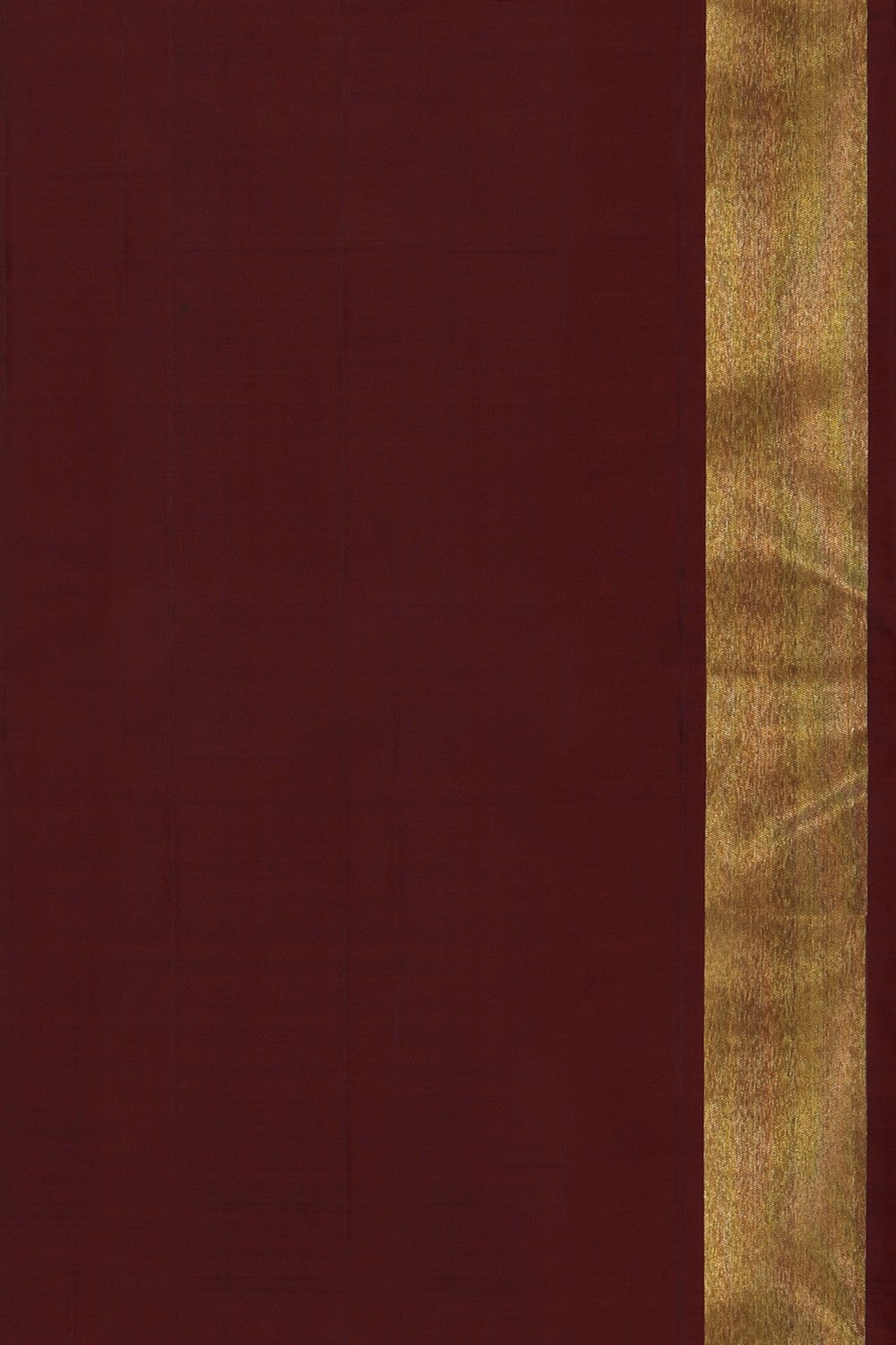 Image of Maroon Plain Arani Silk Saree with Gold Zari Temple Border