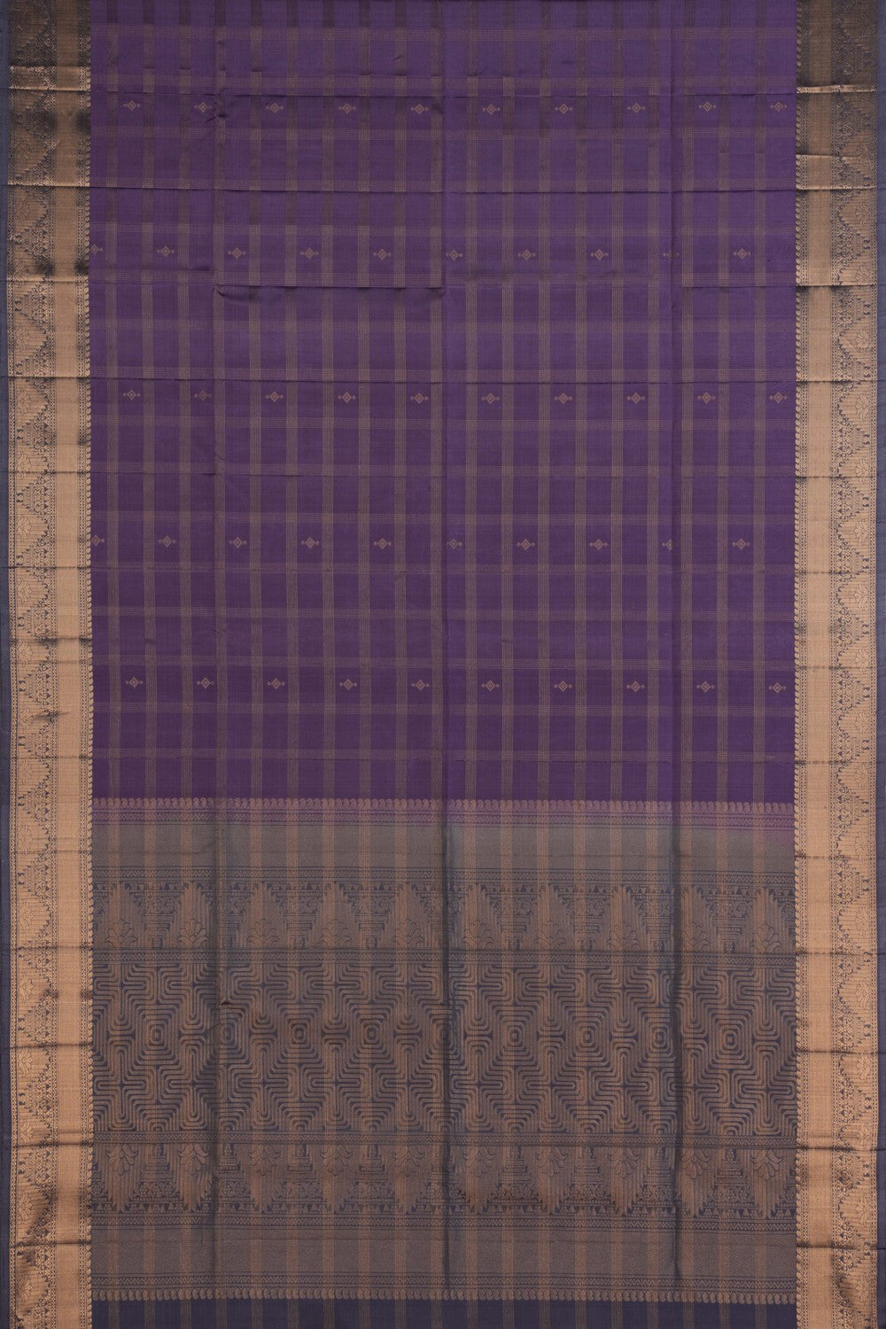 Purple South Silk Kattam Saree